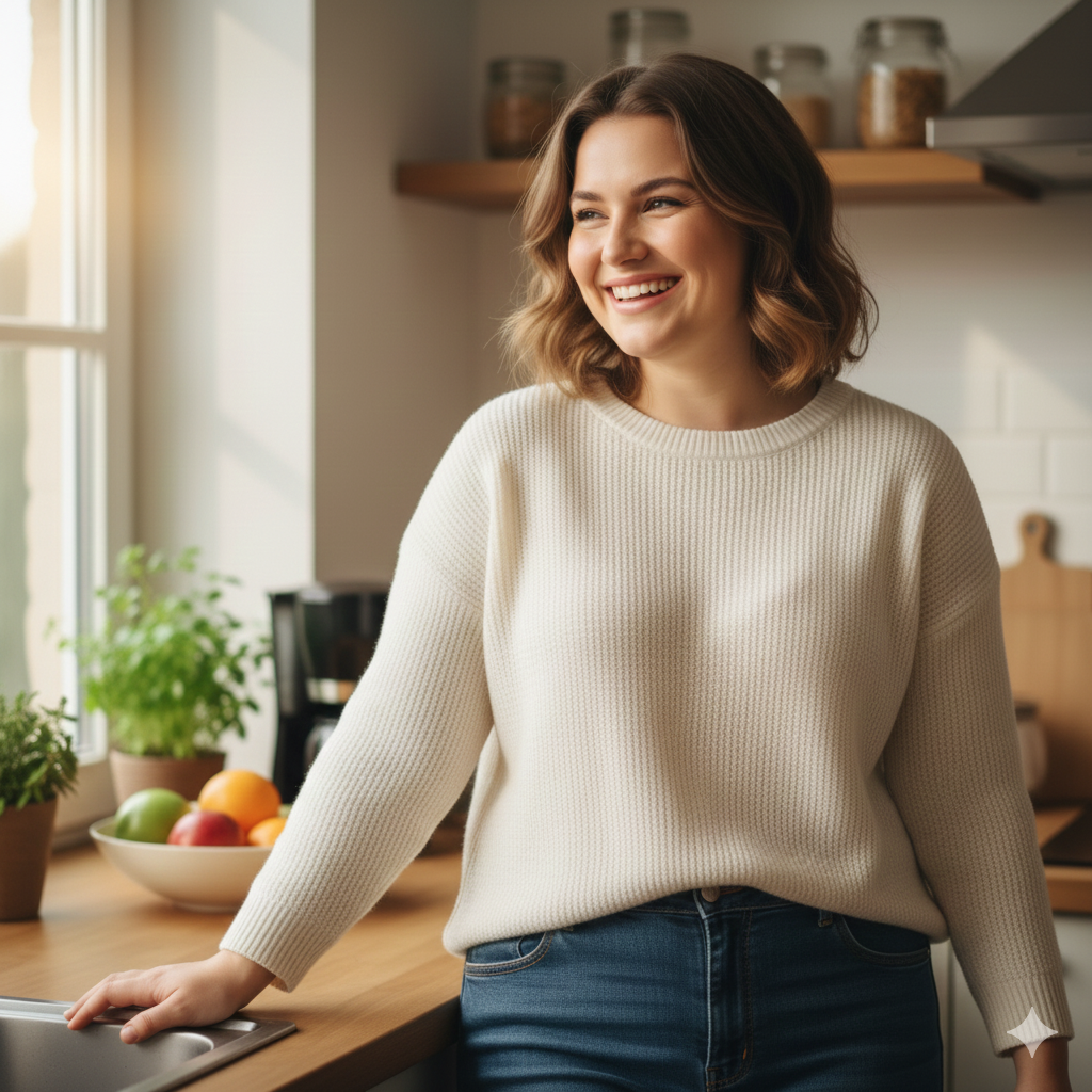 Mujer feliz, mejora sus síntomas gracias al test nutrigenético
